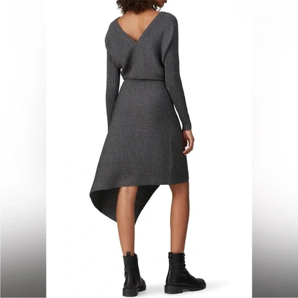 NWT All Saints Gray Ribbed Knit Sweater Dress Size S - Picture 6 of 9